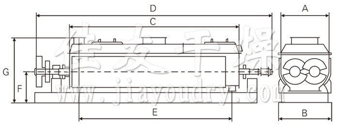 空心桨叶干燥机结构示意图 空心桨叶干燥机结构示意图