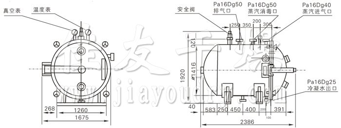 圆形静态真空干燥机结构示意图 圆形静态真空干燥机结构示意图